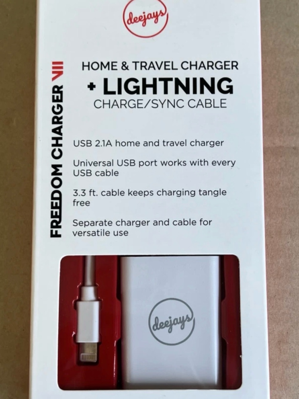 Deejays Home & Travel Charger 8 Pin Connector Charge/Sync Fast Charge 3.3f